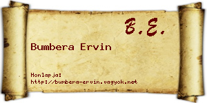 Bumbera Ervin névjegykártya